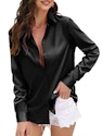 Women's Satin Long Sleeve Button-Down Blouse for  + free shipping w/ Prime