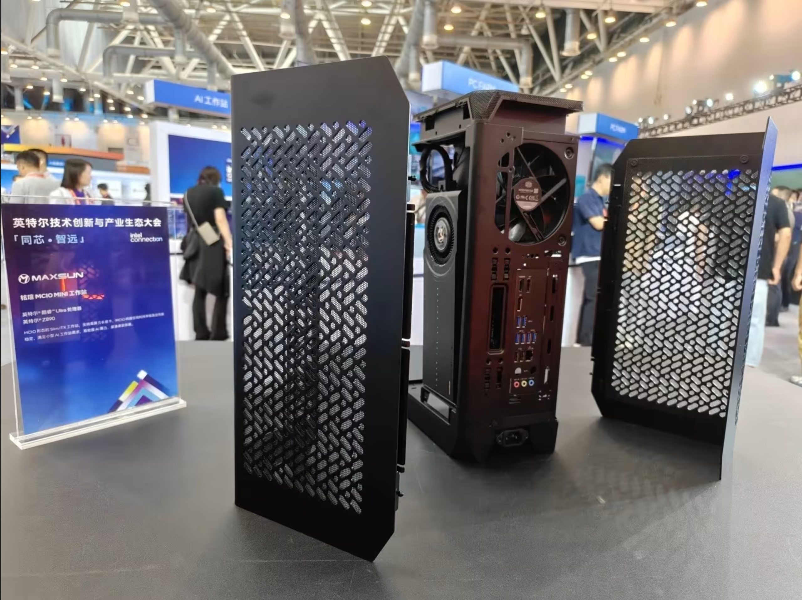 Maxsun demos Z890 Mini-ITX workstation with MCIO GPU connector