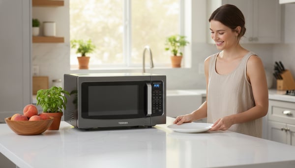 Toshiba 1.6 Cu. Ft. Inverter Microwave Off on Amazon